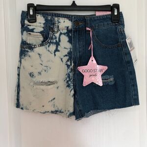 Gogo Star Girls High Rise Shorts Size 12 Distressed Two Tone Acid Wash Denim NWT